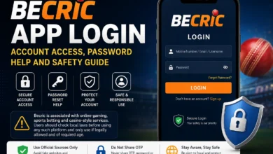 Becric app login guide showing account access, password reset help, login safety, and OTP protection tips