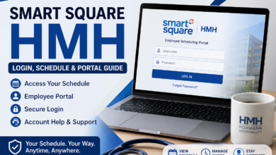 Smart Square HMH login guide showing employee scheduling portal, secure access, schedule management and account support