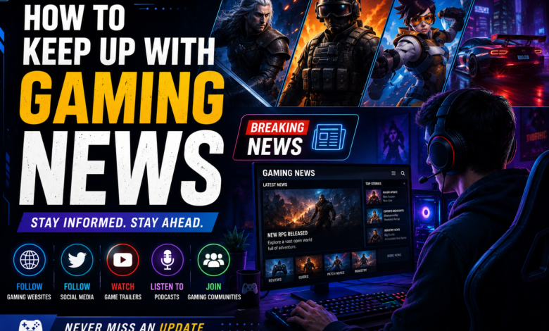 Gamer checking breaking gaming news, trailers, social media, podcasts and gaming communities