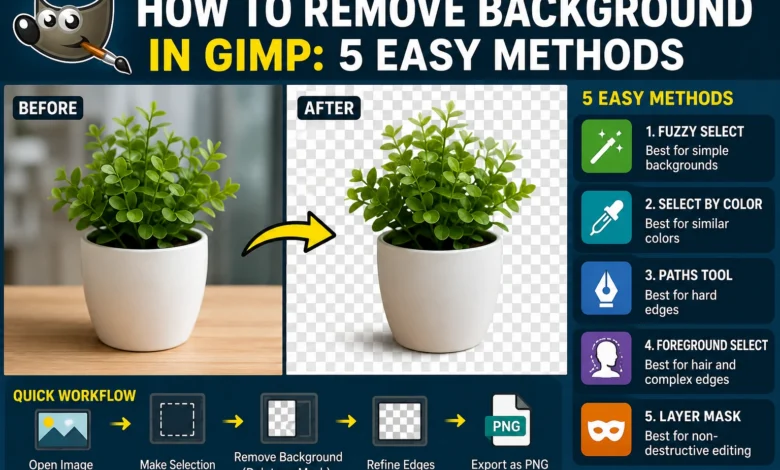 How to remove background in GIMP using five easy methods with before and after example