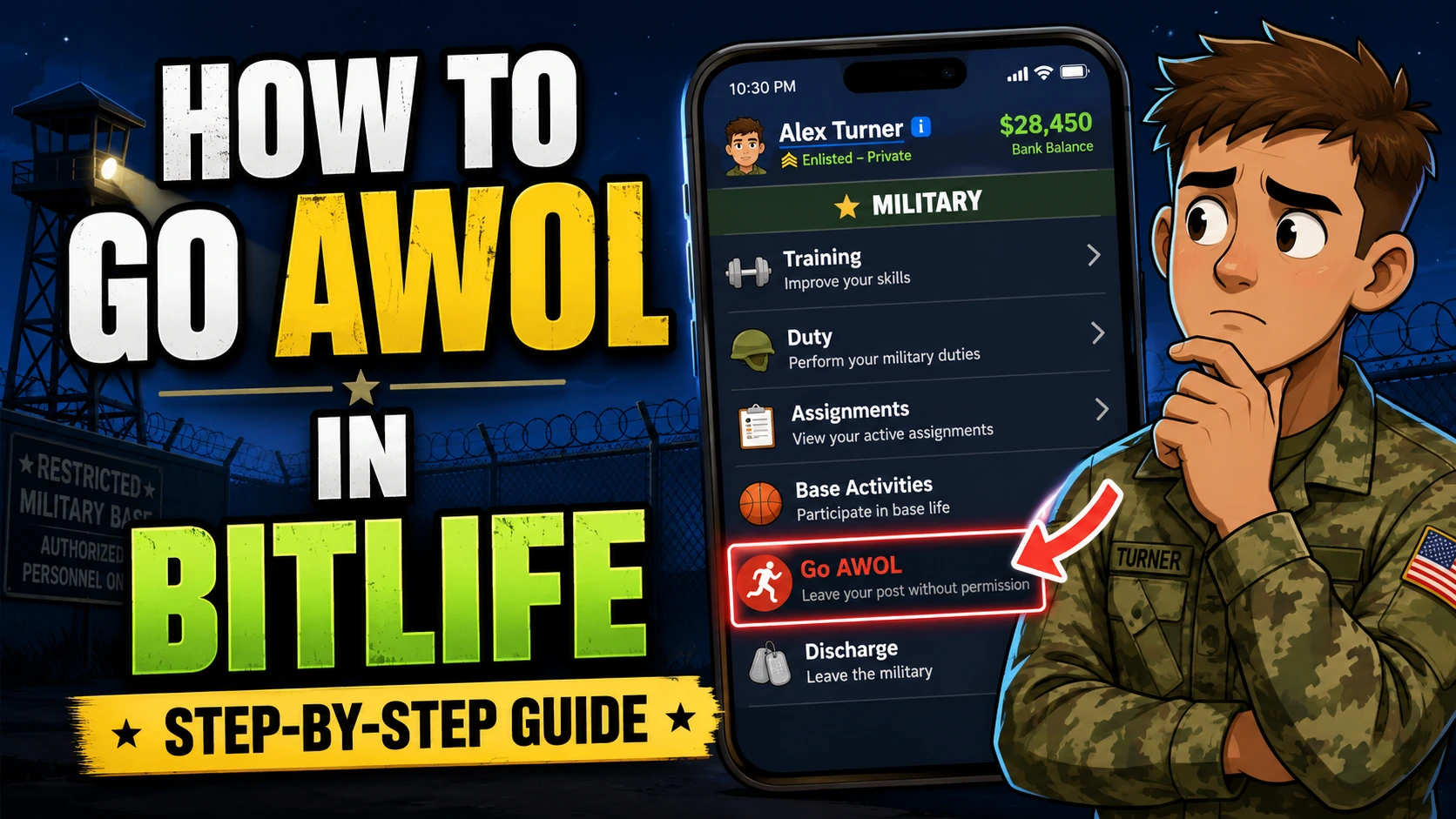 How to go AWOL in BitLife step-by-step guide
