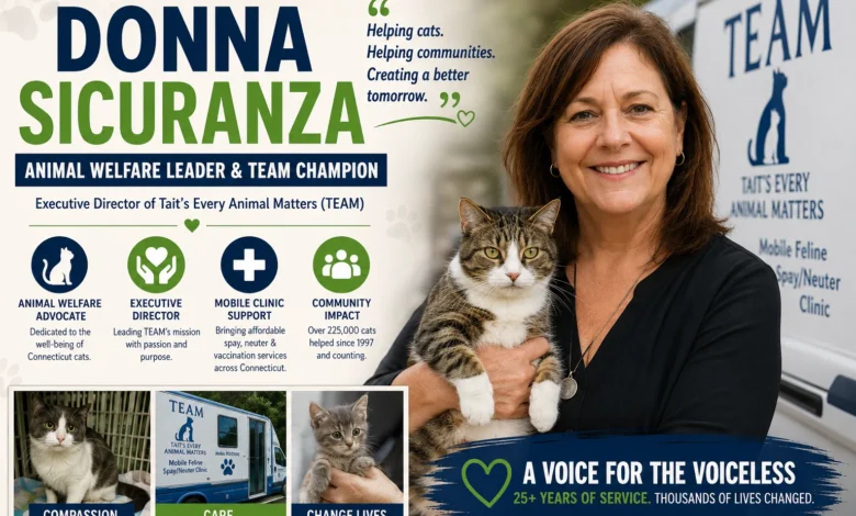 Donna Sicuranza animal welfare leader with TEAM mobile feline clinic, cat care support, and community impact.