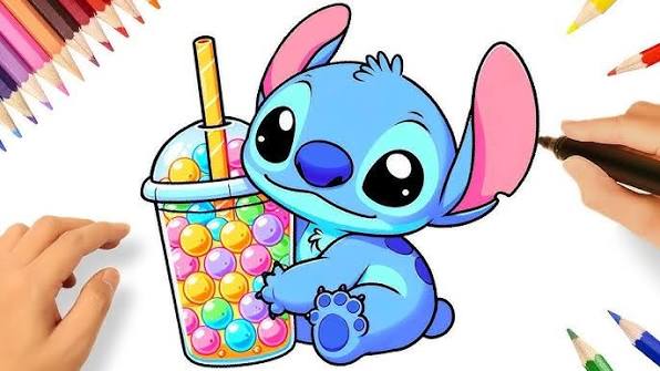 Step-by-step drawing of Stitch from Disney's Lilo & Stitch for beginners