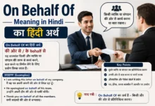 On Behalf Of meaning in Hindi with examples showing representation on behalf of a person or organization