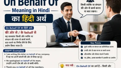 On Behalf Of meaning in Hindi with examples showing representation on behalf of a person or organization