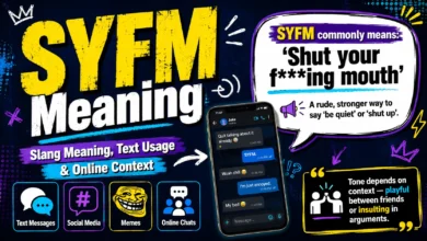 SYFM meaning featured image showing slang definition, text message usage, social media, memes, and online chat context.