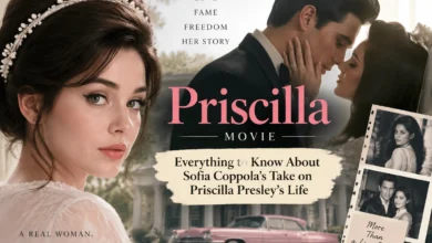 Priscilla Movie featured image showing Sofia Coppola’s film about Priscilla Presley’s life, Elvis Presley connection, and true story
