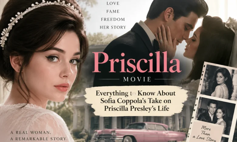 Priscilla Movie featured image showing Sofia Coppola’s film about Priscilla Presley’s life, Elvis Presley connection, and true story