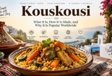 Kouskousi featured image showing traditional dish with ingredients, preparation style, cultural heritage, and global popularity