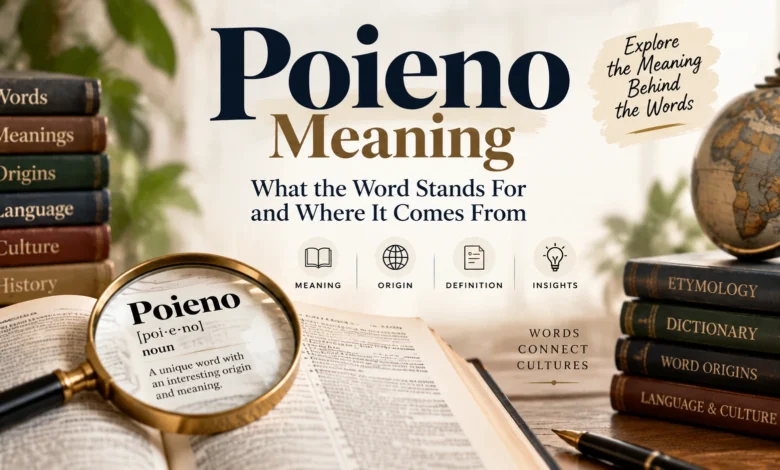 Poieno Meaning featured image showing word definition, language origin, dictionary research, and etymology guide