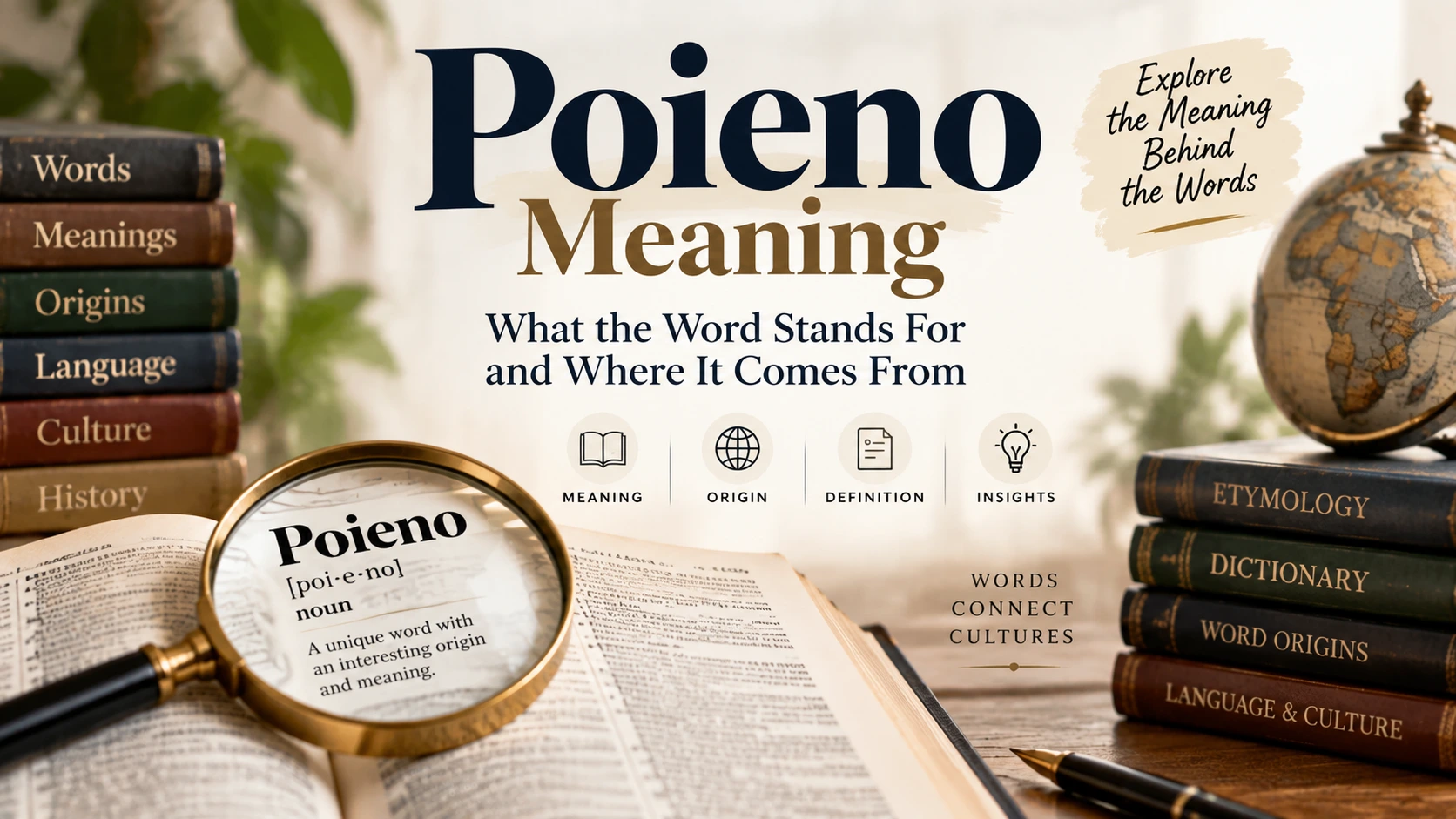 Poieno Meaning featured image showing word definition, language origin, dictionary research, and etymology guide