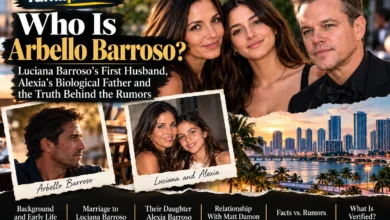 Arbello Barroso feature image with Luciana Barroso, Alexia Barroso, Matt Damon, and text about his family background, marriage, and verified facts.