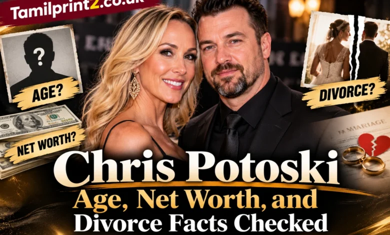 Chris Potoski feature image with age, net worth, marriage, and divorce fact-checking themes.