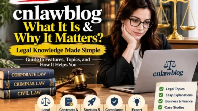 Cnlawblog feature image showing legal books, scales of justice, contracts, business law, compliance, NDAs, and simple legal guidance for readers.