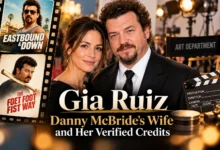 Gia Ruiz with Danny McBride in an editorial image highlighting her verified credits on Eastbound & Down and The Foot Fist Way.