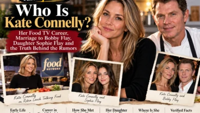 Kate Connelly feature image with Bobby Flay and Sophie Flay, highlighting her food television career, marriage, family, and verified biography facts.
