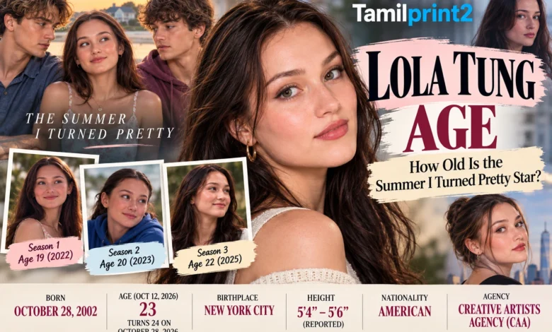 Lola Tung age feature image showing her as Belly in The Summer I Turned Pretty with birthday, current age, height, nationality, and agency details.