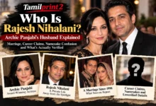 Rajesh Nihalani feature image with Archie Panjabi highlighting their reported marriage since 1998, private life, career claims, and verified facts.