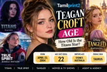Teagan Croft age feature image highlighting her roles as Raven in Titans, Jessica Watson in True Spirit, and Rapunzel in Tangled.
